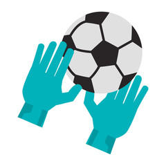 Fototapeta premium Soccer golakeeper gloves with ball sport cartoon