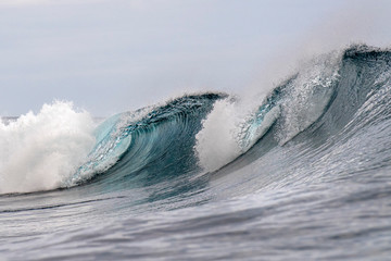 Surf wave tube detail in pacific ocean french polynesia tahiti