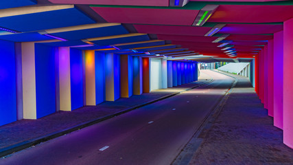 Abstract lines and LED colored architecture