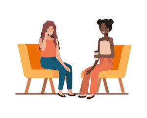 Fototapeta premium young women sitting in chair with white background
