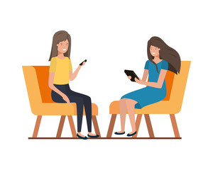 young women sitting in chair with white background