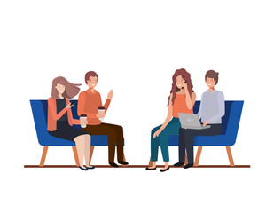 Fototapeta premium group of people with sitting in chairs on white background
