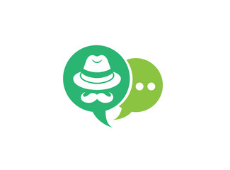 inspector with hat and mustache for logo design illustration, detector head in chat icon