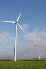 Windmill in Dutch polder. Netherlands. Green energy