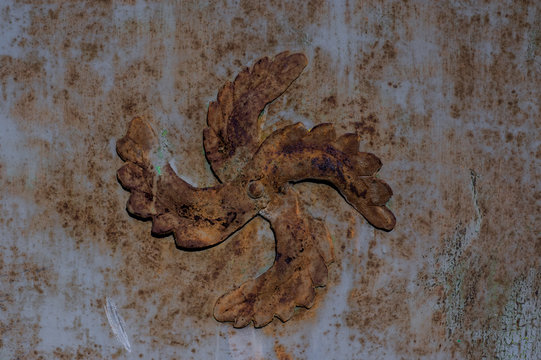 Rusted forging ornament on door