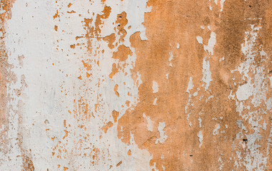 cement orange, embossed, rough texture with shabby white paint, plaster