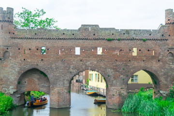 water gate with tower and city wall, called Berkelpoort in Zutphen, The Netherlands