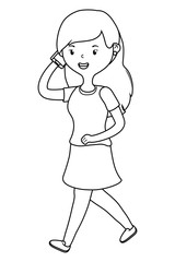 Woman cartoon with smartphone design