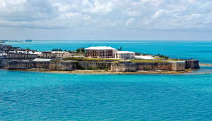 Keep and Commissioner's House at King's Wharf, the former Royal Naval Dockyard on Ireland Island in Bermuda
