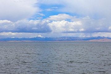 Beautiful Holy Manasarovar Lake  with Mount Kailash