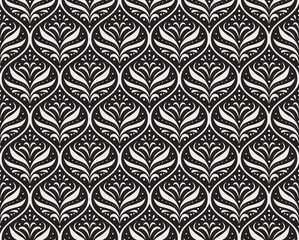 Elegant Damask Floral Vector Seamless Pattern. Decorative Flower Illustration. Abstract Art Deco Background.