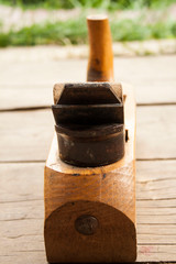 old wooden plane on wood
