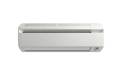 White color air conditioner machine 3d render on white no hadow