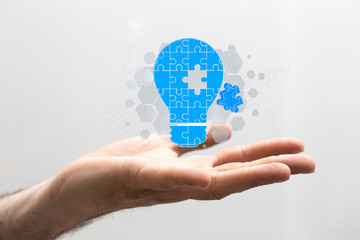 Bright idea in hand concept design art.