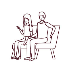 silhouette of couple with sitting in chair on white background