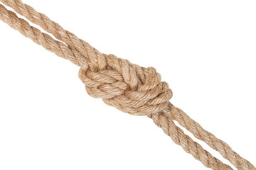 figure eight bend joining two ropes isolated