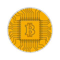 Bitcoin line vector logo. 