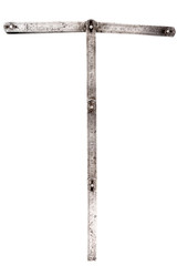 Old iron meter ruler letter T