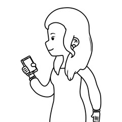 Woman cartoon with smartphone design