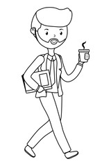 Man cartoon with coffee mug design