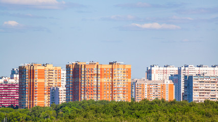 panoramic view of residential district in summer