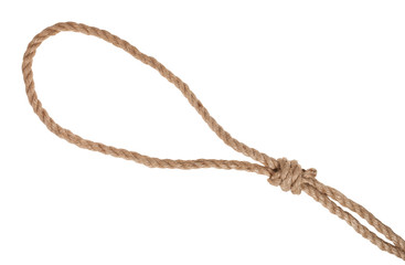 noose with gallows knot tied on thick jute rope
