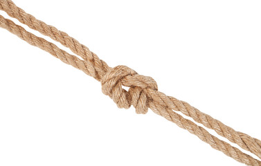 surgeon's knot joining two ropes isolated