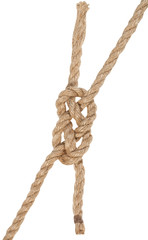 carrick bend knot joining two ropes isolated