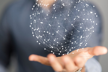 connection data cloud holding in hand