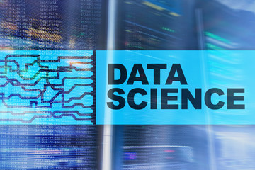 Data Science Artificial Intelligence Concept. Futuristic Supercomputer background.