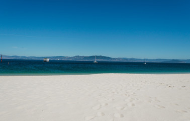 Beach landscape, Beach of Rodas, Cies Islands. Vigo, Galicia, Spain.