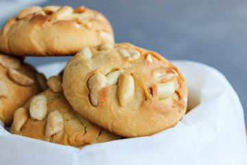 Lemon shortbread cookies with peanuts