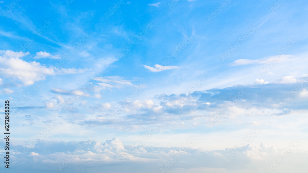 Sticker panoramic view of blue sky with clouds in summer