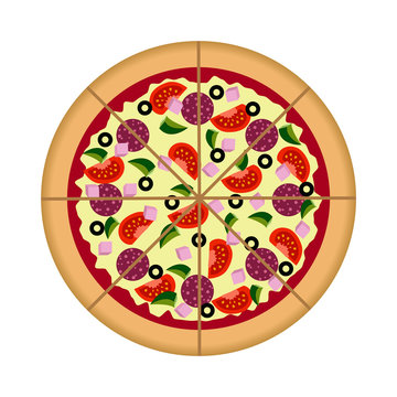 Pizza flat icon isolated on white background. Pizza food silhouette. Pizza piece,pizza slice. Pizza vector silhouette icon