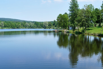 Fototapeta na wymiar bathing lake: Kell am See in rhienland Palatinate ( Rheinland-Pfalz), Germany