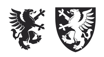 Black heraldic rampant griffin