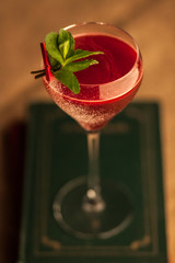 Food and drinks in the evening in restaurant