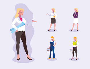 Avatars set of professional workers design
