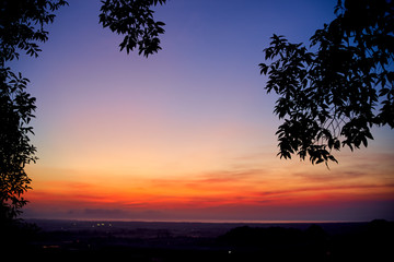 Sunrise at a tropical landscape in Thailand