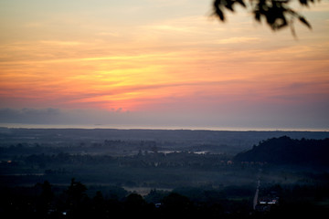 Sunrise at a tropical landscape in Thailand