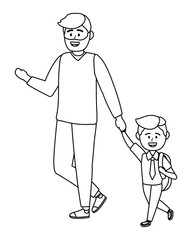 Boy kid of school with father design vector illustrator