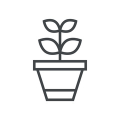 Line icon with plant in pot