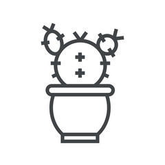 Line icon with round cactus