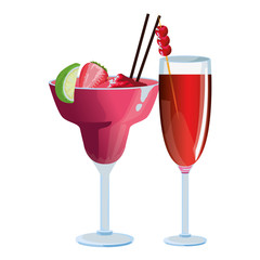 Tropical fruit cocktail icon cartoon