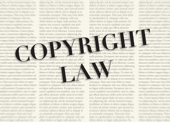 Obraz premium The word COPYRIGHT written and highlighted in front of of blurred text columns on background of light yellow color
