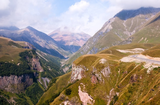 Mountains and mountain road in autumn