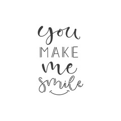 Lettering with phrase You make me smile. Vector illustration.