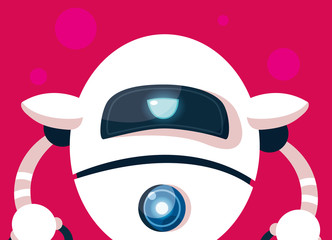 Technology robot cartoon over pink background