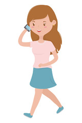 woman cartoon with smartphone design