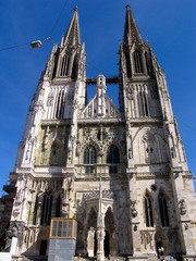 Fototapeta premium Cathedral, cathedral square, Regensburg, Bavaria, Germany, Europe